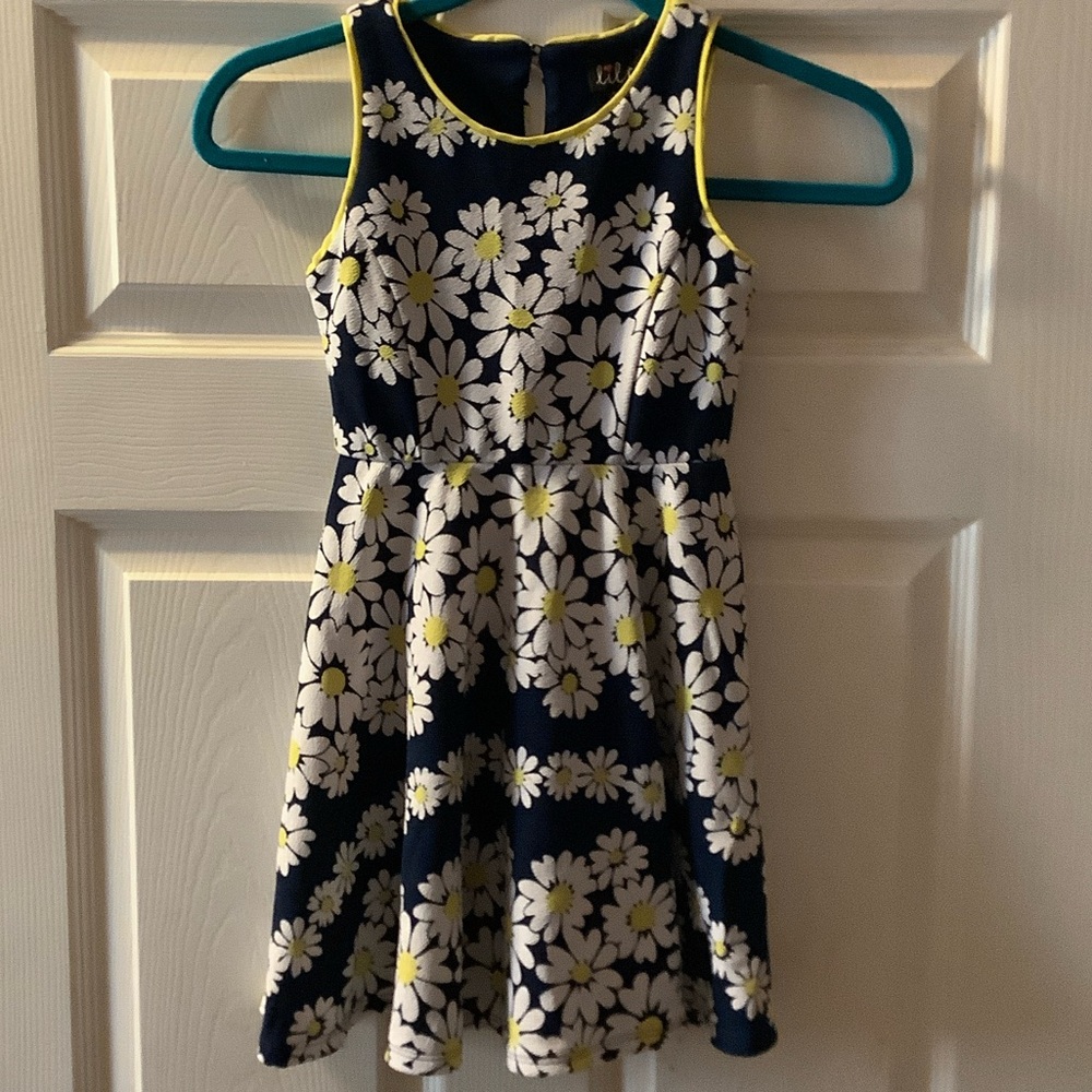 TILT Navy and Yellow Floral Kids Dress size 7